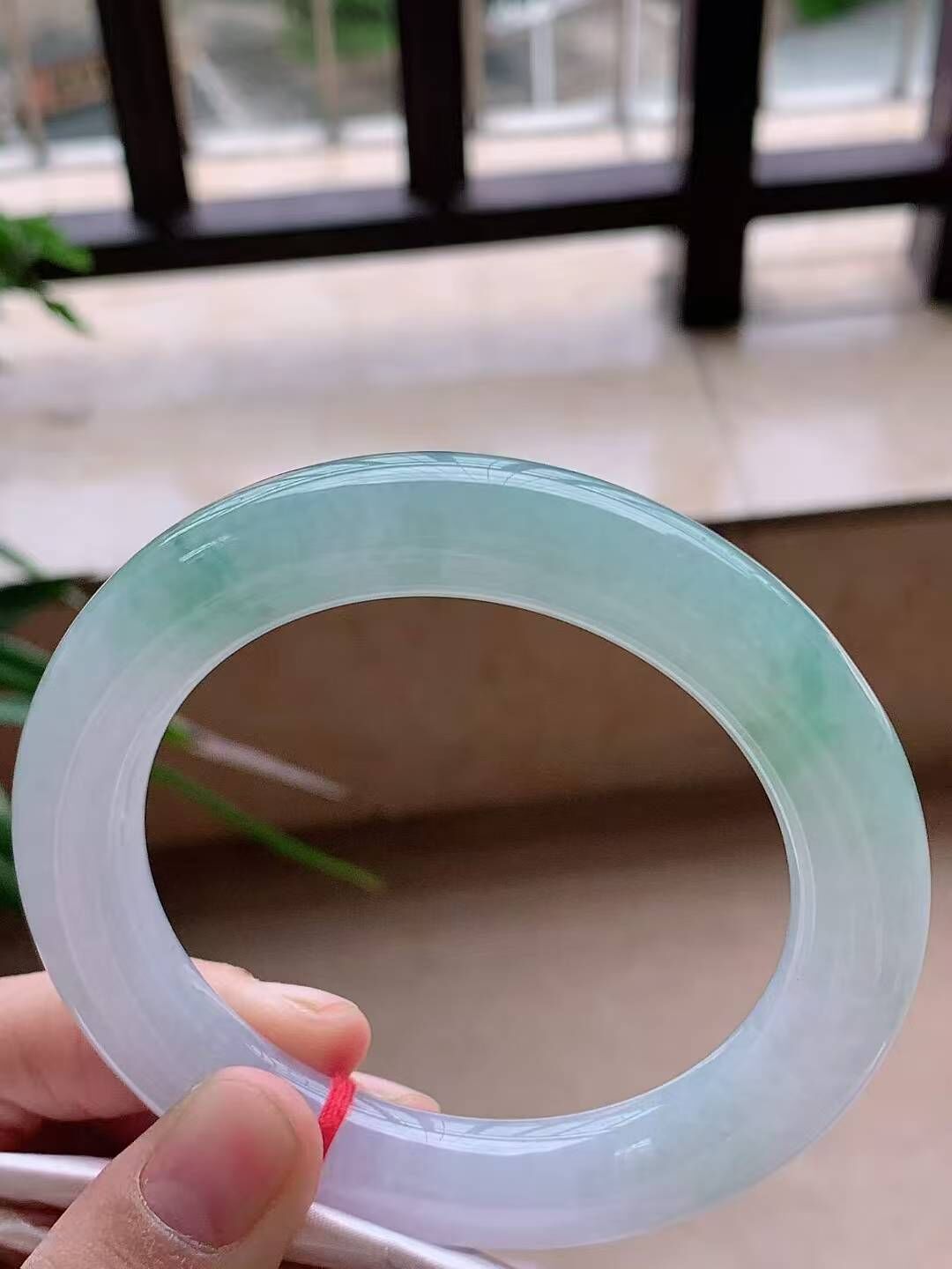 95232 60.2mm老種冰飄花翡翠圓條手鐲 (60-62)