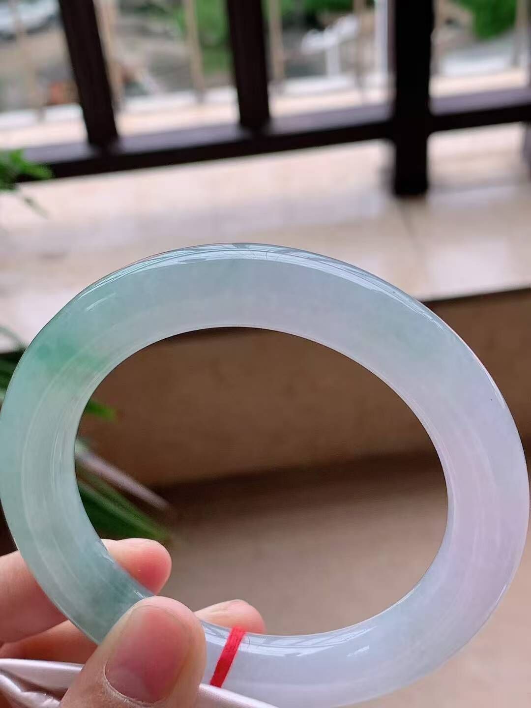 95232 60.2mm老種冰飄花翡翠圓條手鐲 (60-62)