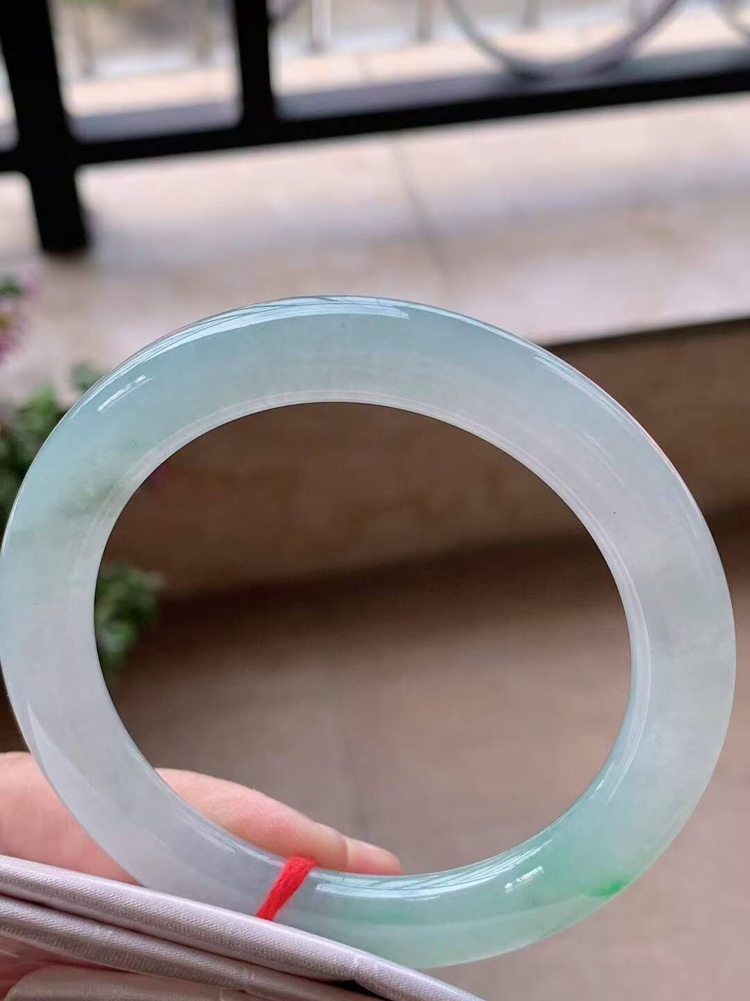 95238 58.7mm老種冰飄綠翡翠圓條手鐲 (58-60)