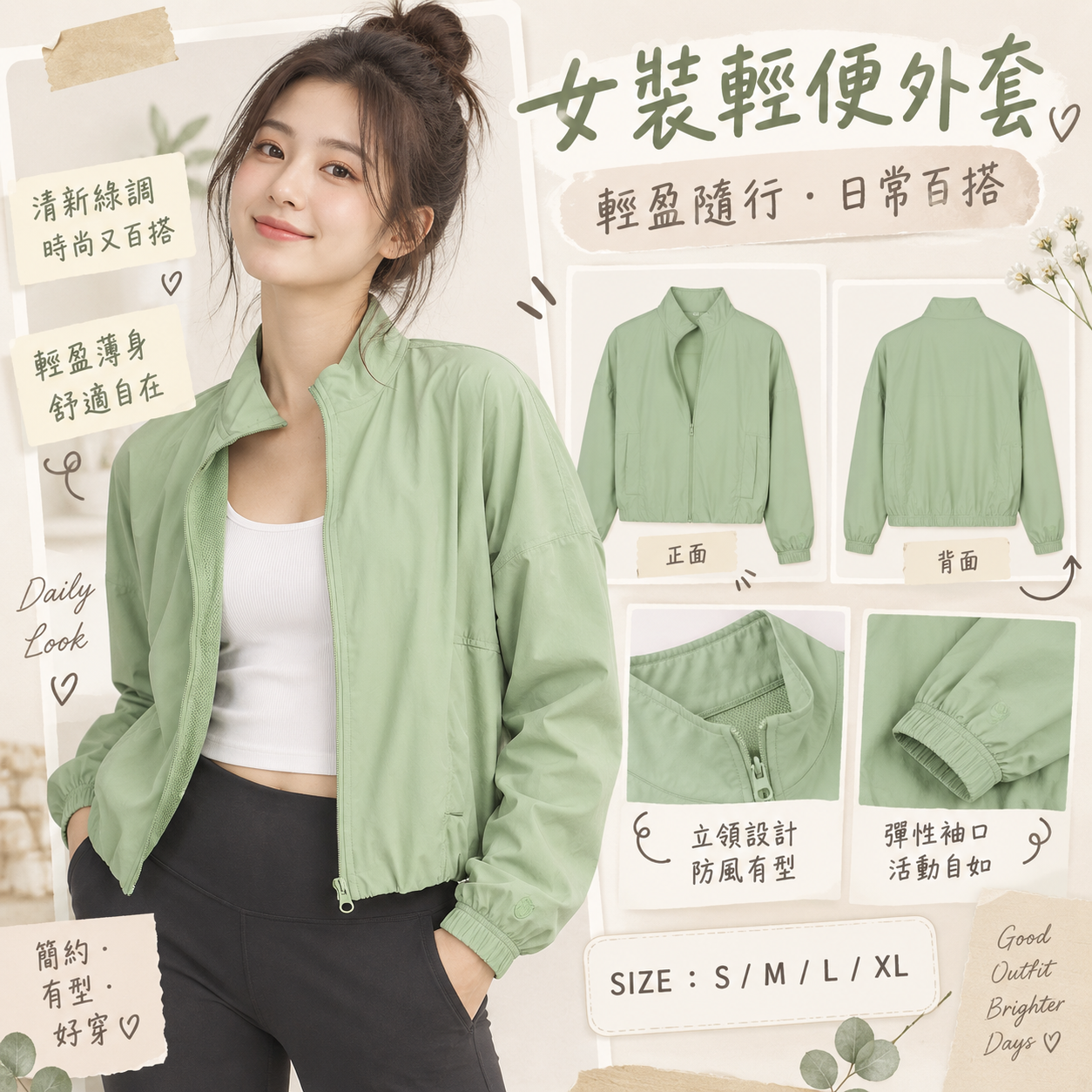 【預購】K SWISS N091901 Stretch 女裝拉鏈外套 (綠色)