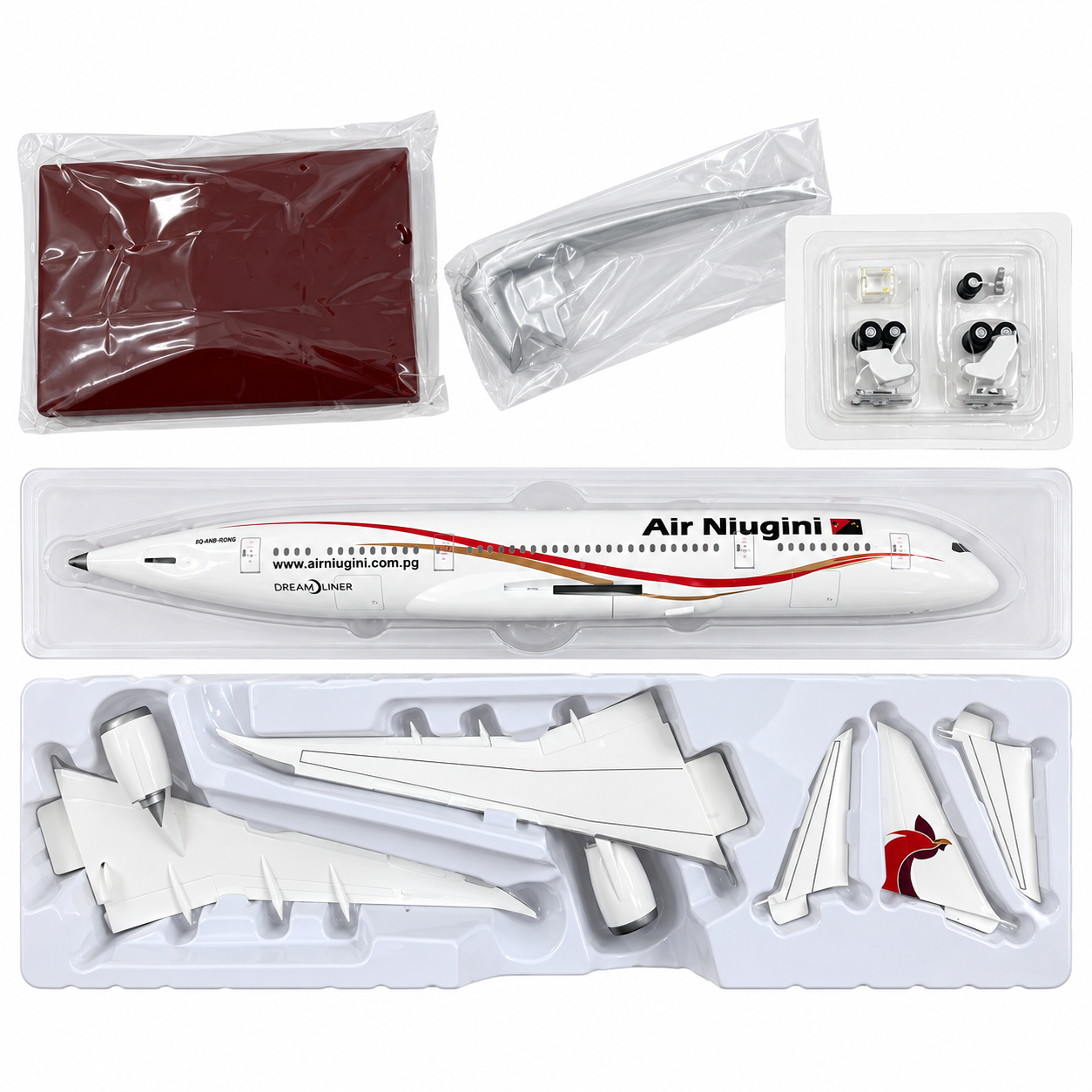 Hogan wings 1/200 紐幾內亞航空 波音787-8 白盒子配木底座