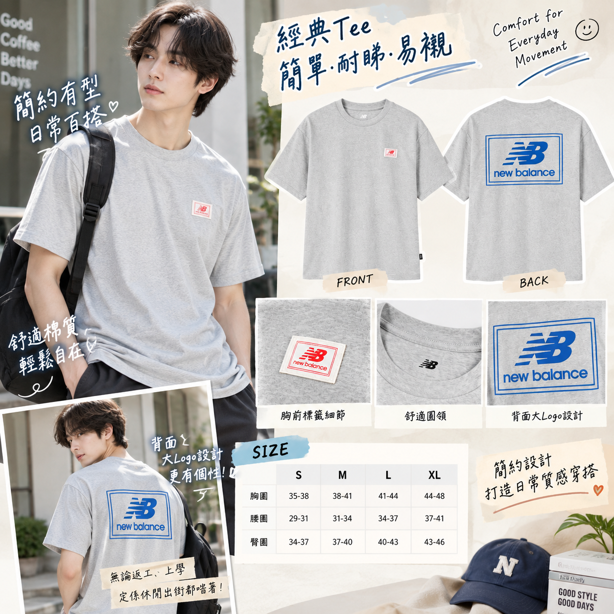 【預購】NEW BALANCE N091908 男裝短袖上衣 (灰色)