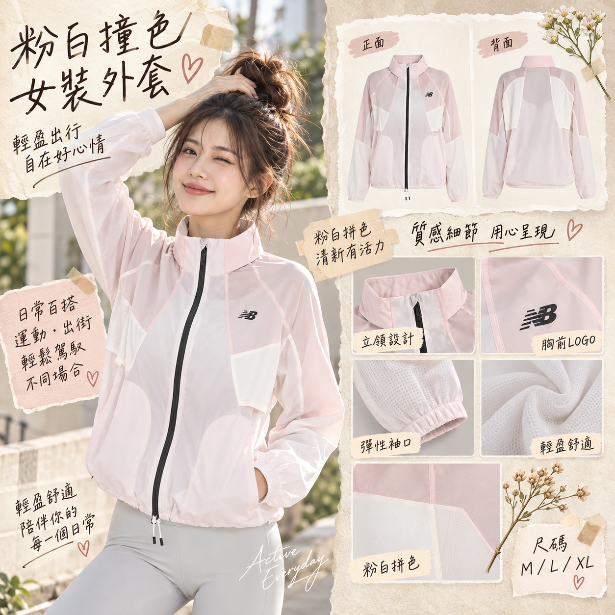 【預購】NEW BALANCE N091958 Gabby Thomas Signature Collection 女裝外套 (粉白拼色)