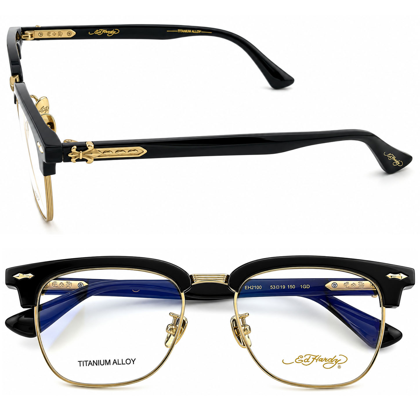【Ed Hardy】EH2100 1GD 光學眼鏡#(亮黑搭芒金色)