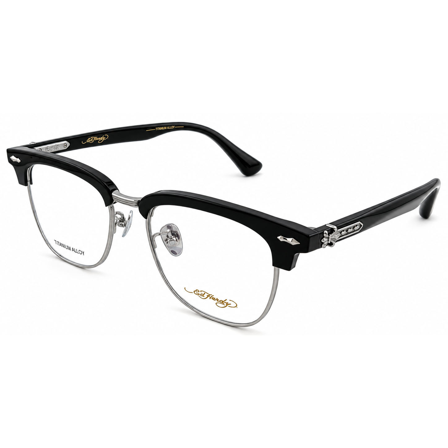 【Ed Hardy】EH2100 1SV 光學眼鏡#(亮黑搭耀銀色)