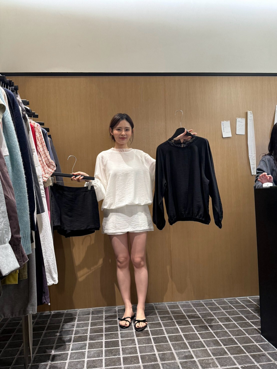 OM7122 紋理高腰短裙褲