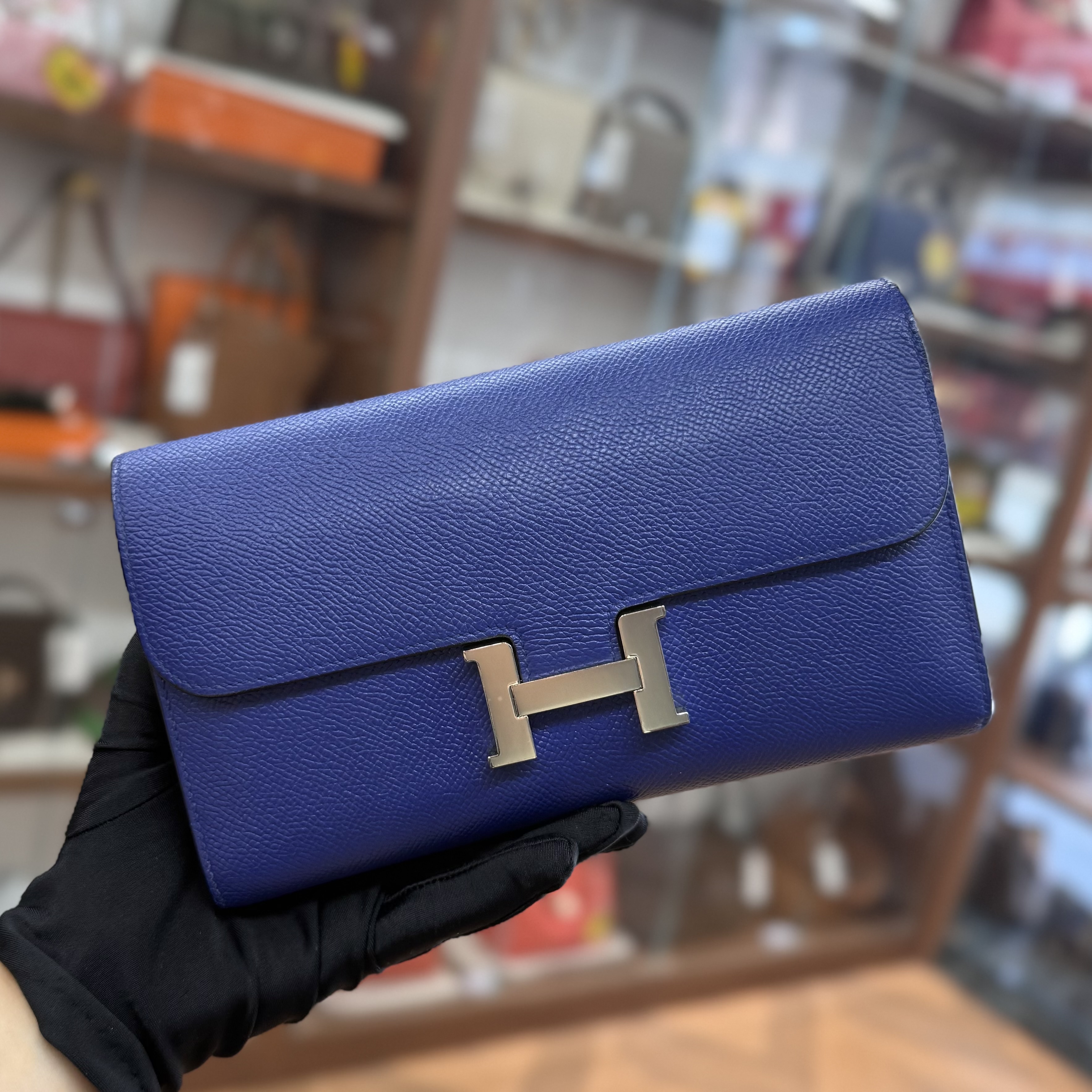 90%New Used Hermes Constance Long Wallet 電光藍銀扣 7T/Blue Electrique #愛馬仕長銀包