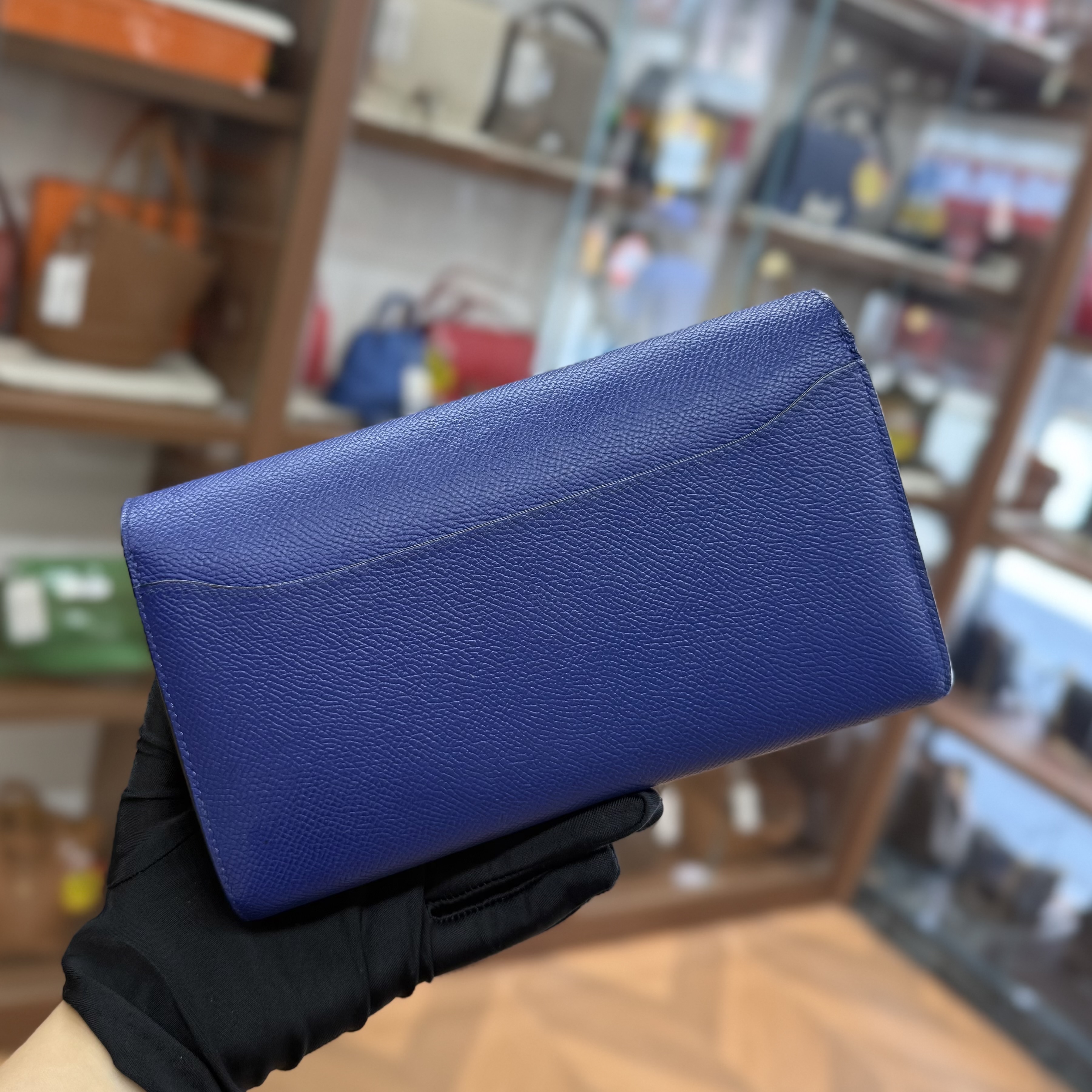 90%New Used Hermes Constance Long Wallet 電光藍銀扣 7T/Blue Electrique #愛馬仕長銀包