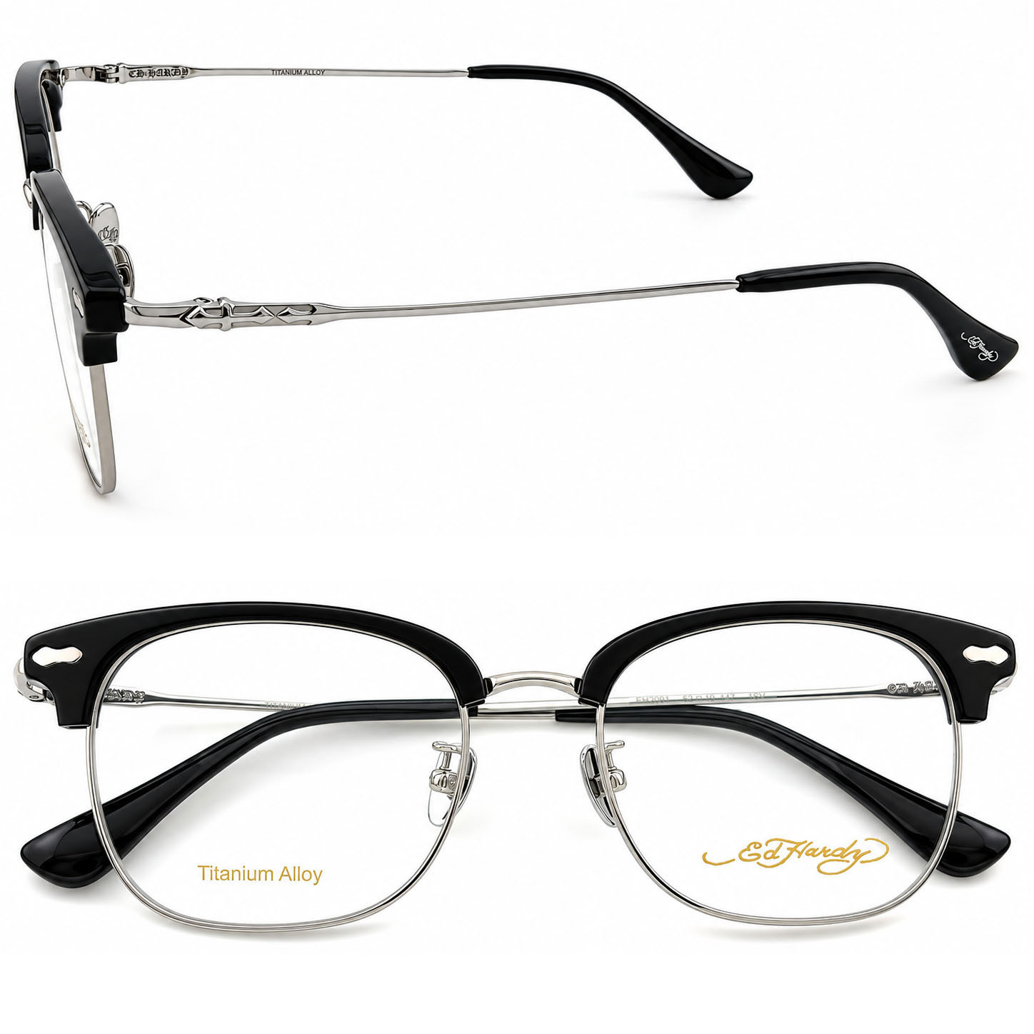 【Ed Hardy】EH2091 1SV 光學眼鏡#(亮黑搭耀銀色)
