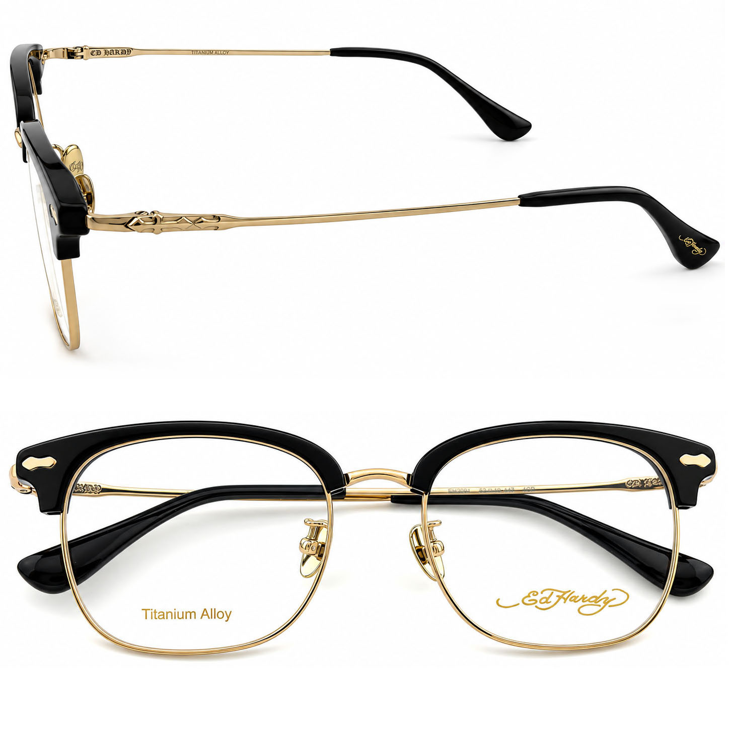 【Ed Hardy】EH2091 1CP 光學眼鏡#(亮黑搭銅金色)