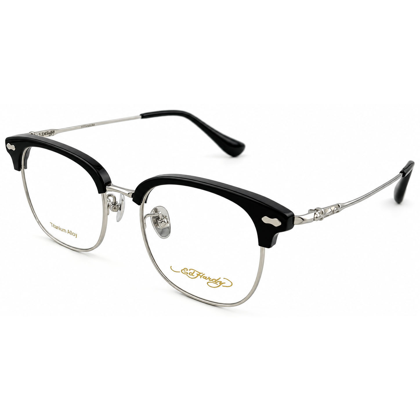 【Ed Hardy】EH2091 1SV 光學眼鏡#(亮黑搭耀銀色)