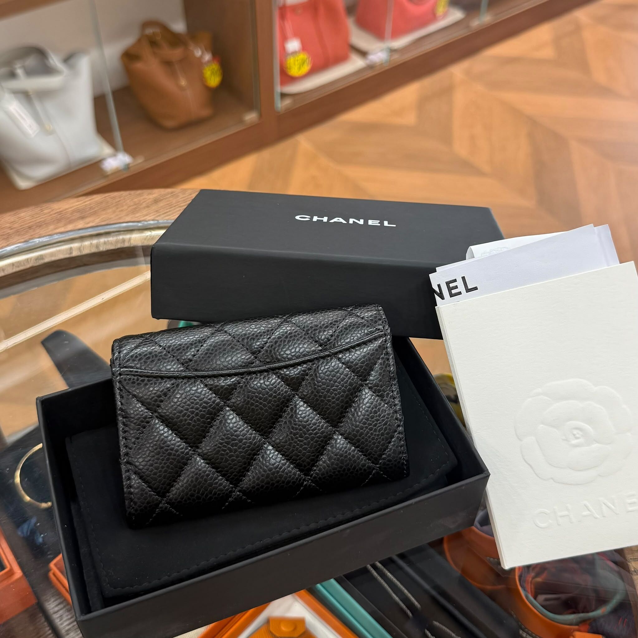 BRAND NEW CHANEL CARD HOLDER 黑色荔枝皮金扣 AP0214 #晶片款 #香奈兒卡片套