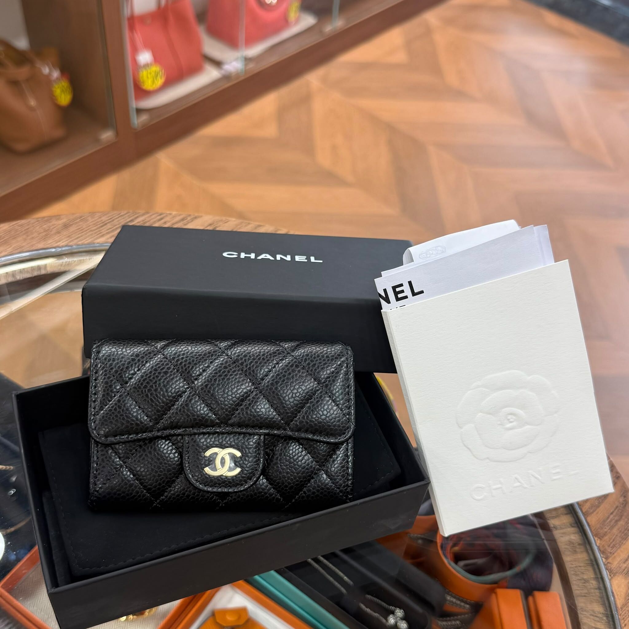 BRAND NEW CHANEL CARD HOLDER 黑色荔枝皮金扣 AP0214 #晶片款 #香奈兒卡片套