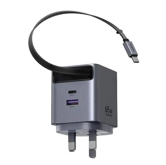 UGREEN 綠聯 X615 (65826) 65W 氮化鎵快充充電器內置伸縮線