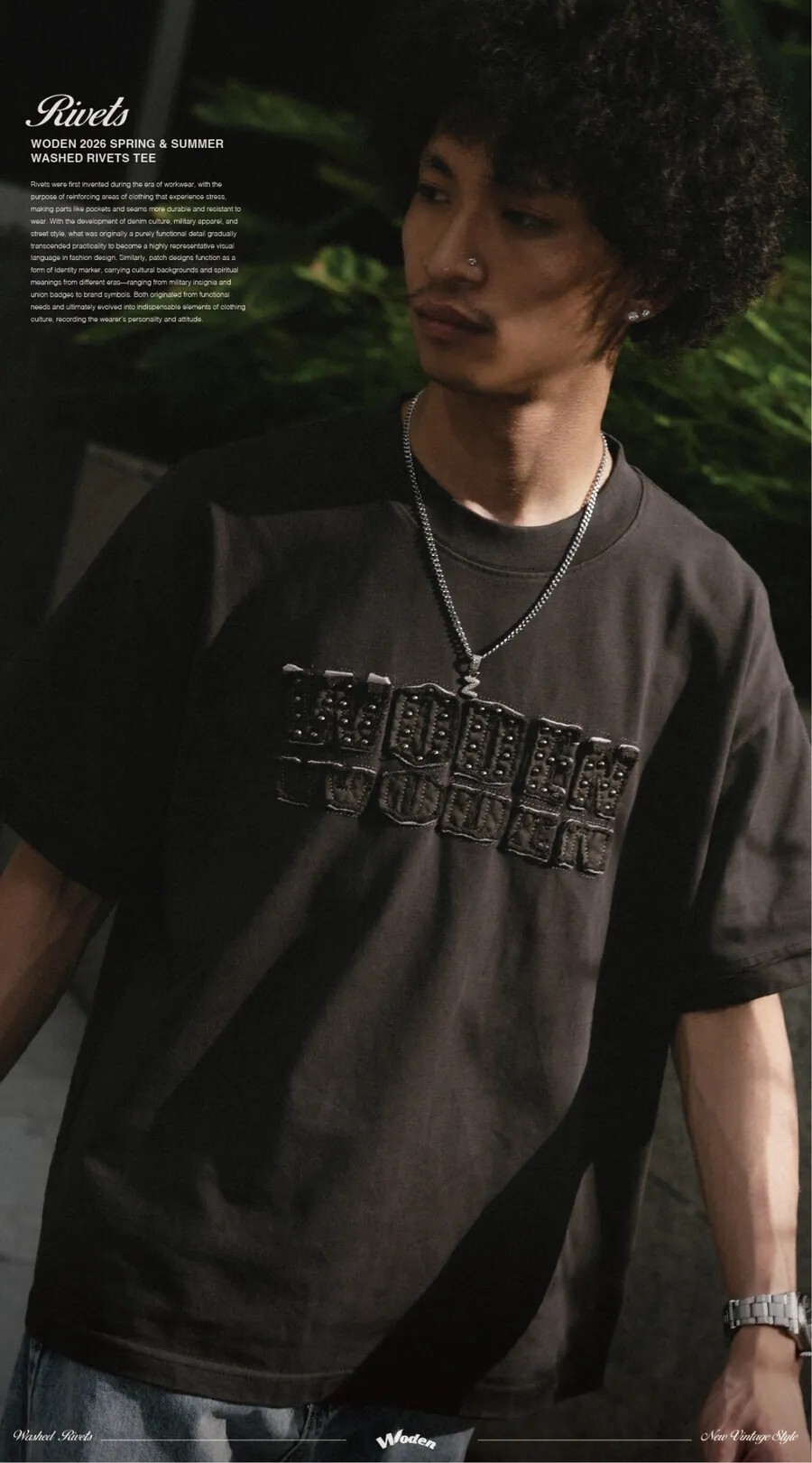 WODEN 25SS 035 Washed Rivets Tee