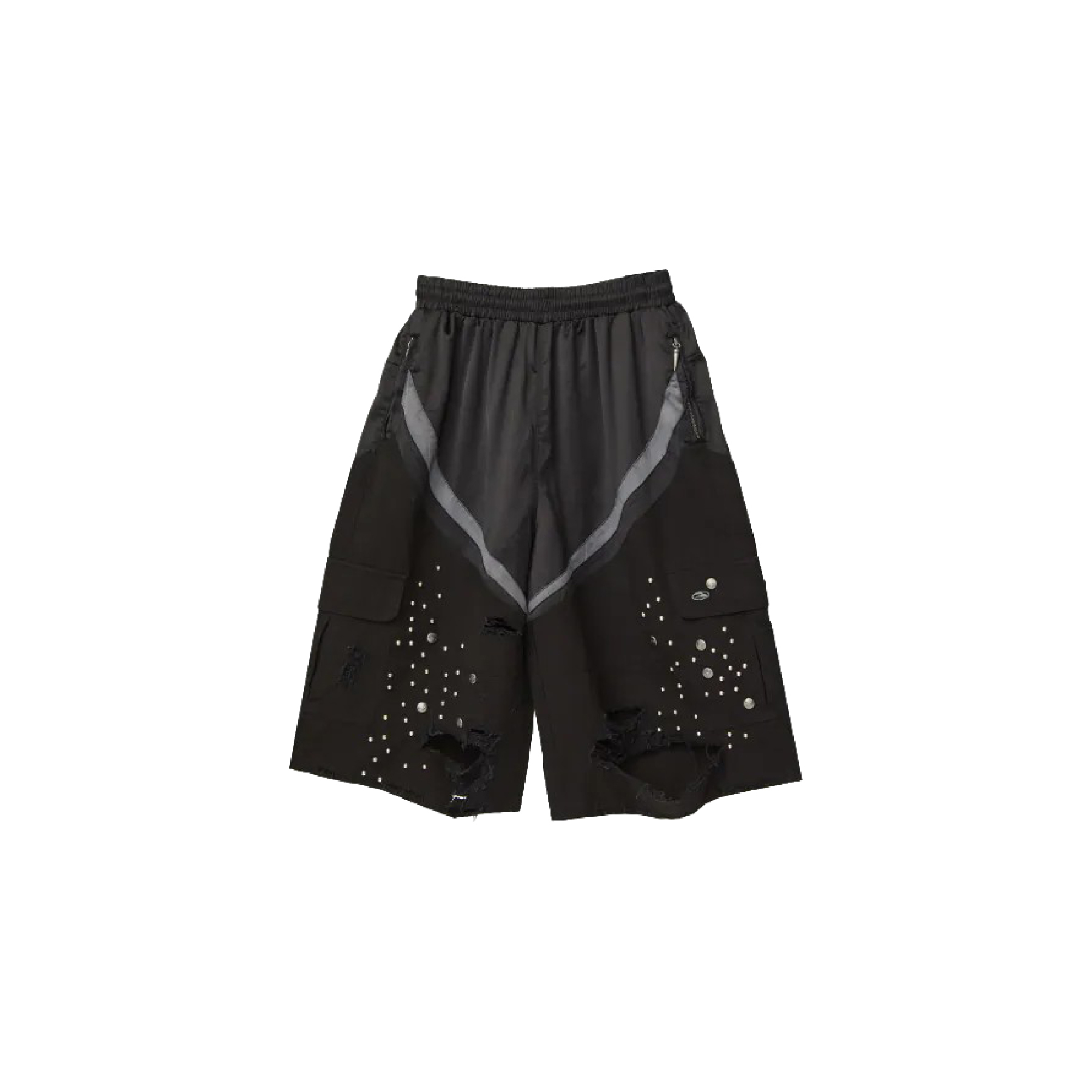 Jobdatasheet P1 Distressed Mixed-Media Studded Cropped Pants 異材質 拼接 釘釦褲