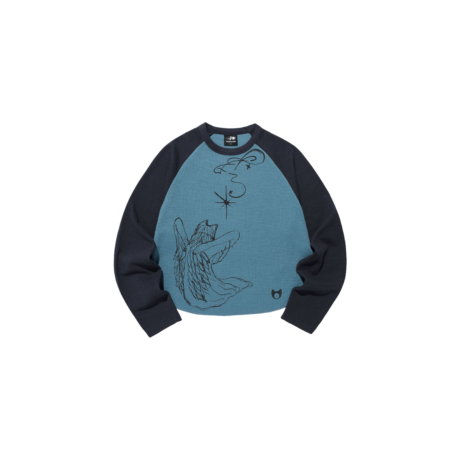 Niceghostclub CAT ANGEL WAFFLE RAGLAN LS TEE