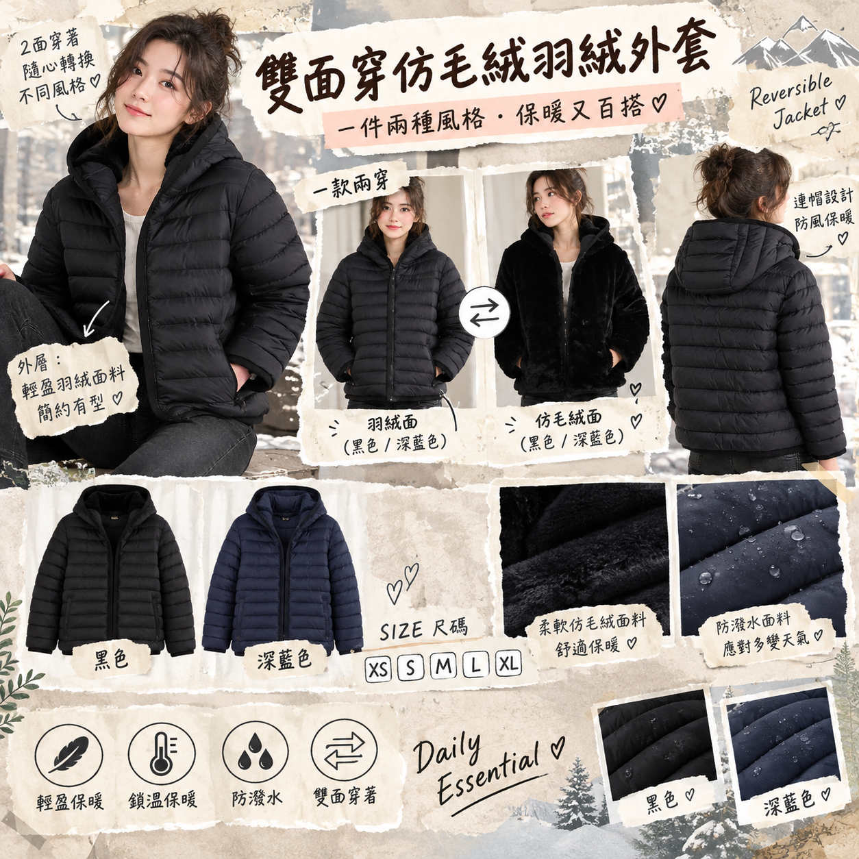【預購】REBECCA MINKOFF N091954 雙面穿仿毛絨羽絨外套