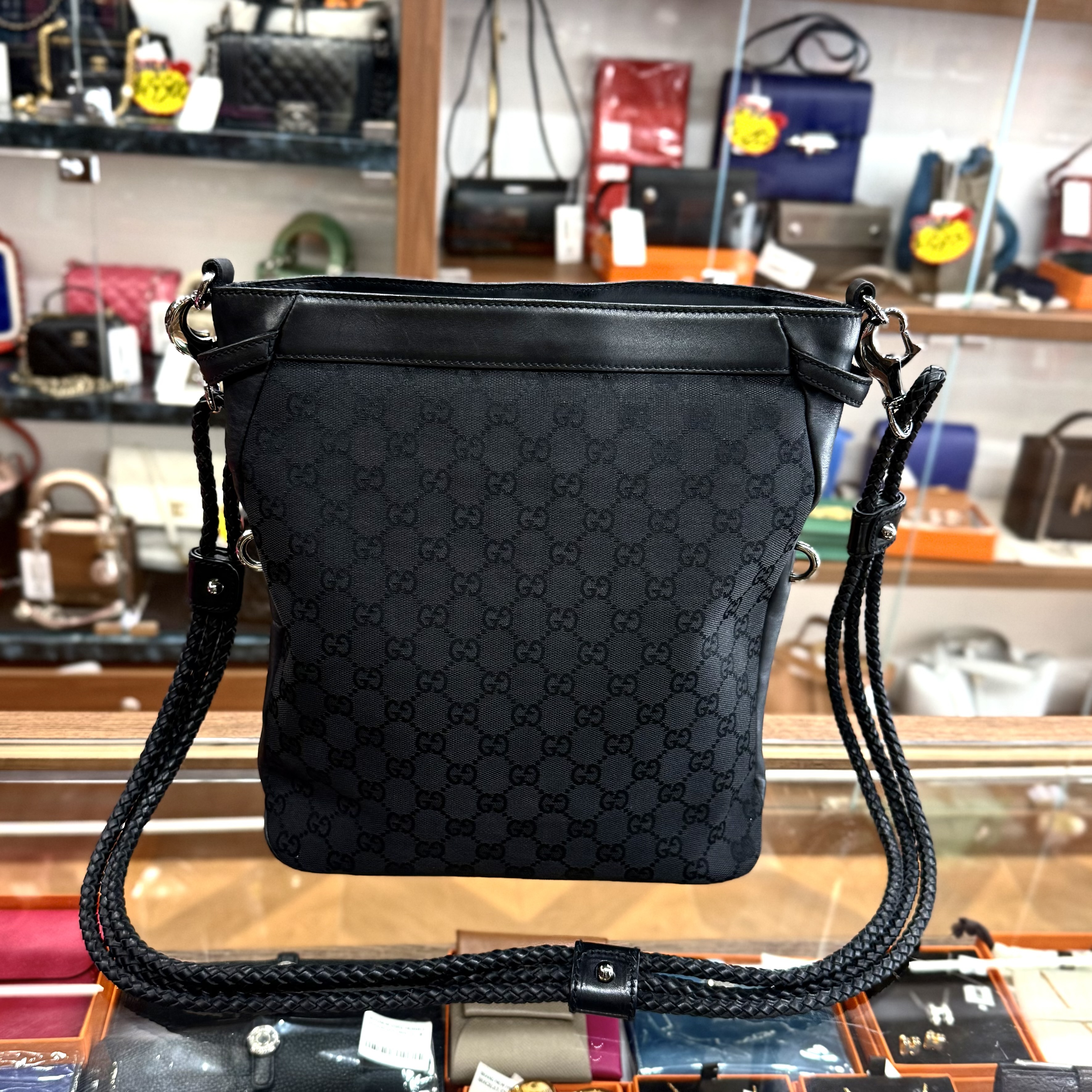 95%NEW USED GUCCI 黑色帆布 SHOULDER BAG GG CANVAS 109097 2123 #古馳斜背包