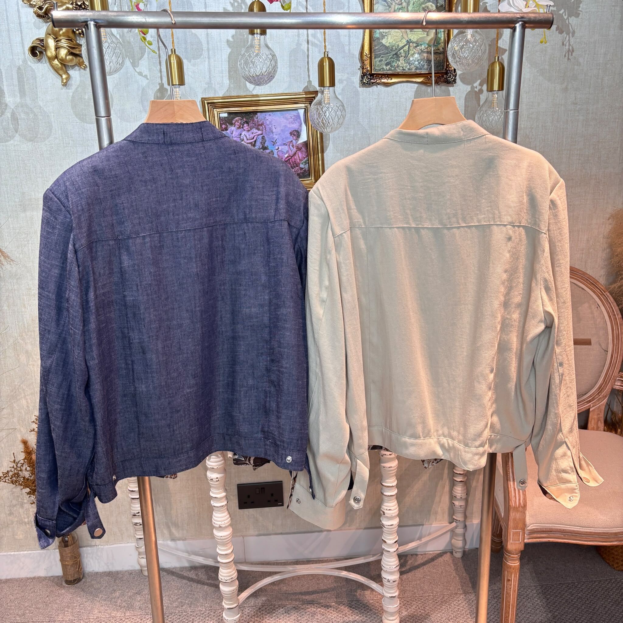 HKCG0919-014 企領圓領短外套 (A14藍/B14杏)