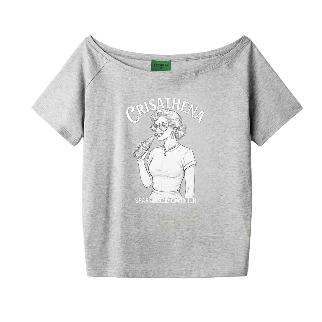 Crisathena CT-CH2642-GRY  Crisathena Sparkling Soda Club (Draft) Slouchy T-Shirt in Grey  -M