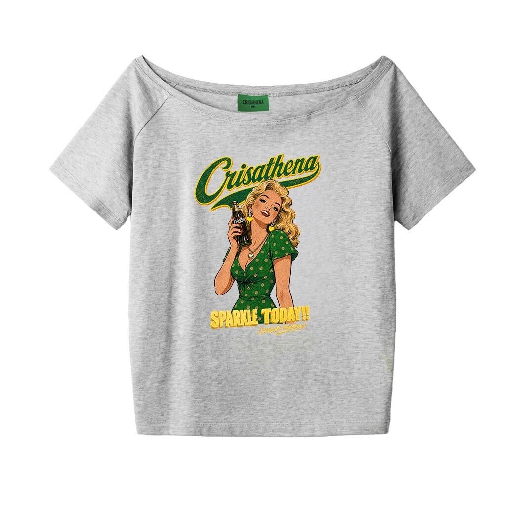 Crisathena CT-CH2639-GRY Sparkle Today Slouchy T-Shirt in Grey -M