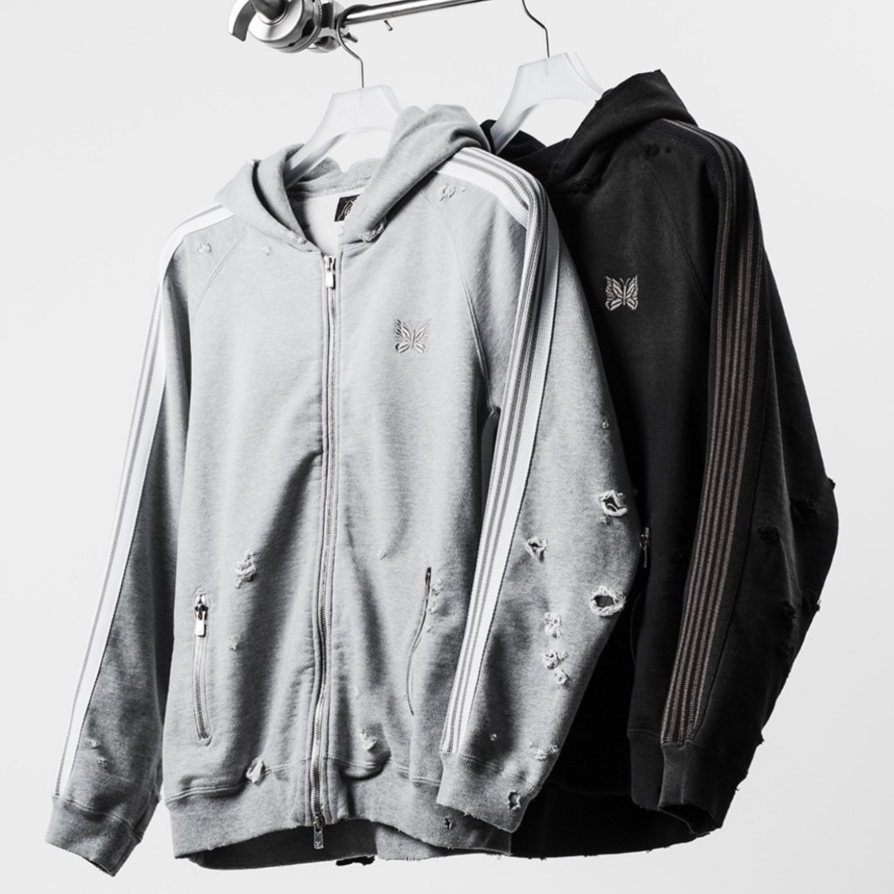 NUBIAN x NEEDLES ZIPPED TRACK HOODY 破壞 連帽外套 兩色 20TH限定
