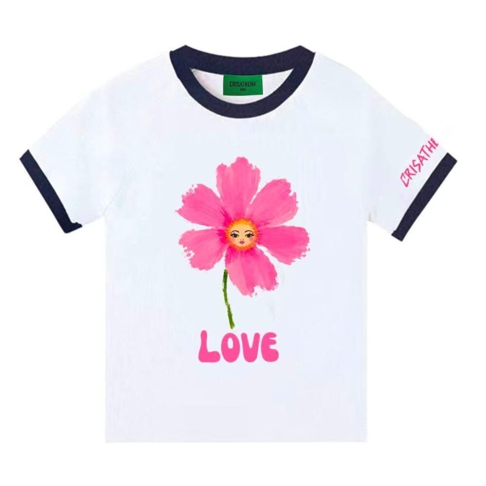 Crisathena CT-CH2688-WHT_NVY Crisathena T-Shirt in White,Navy -M