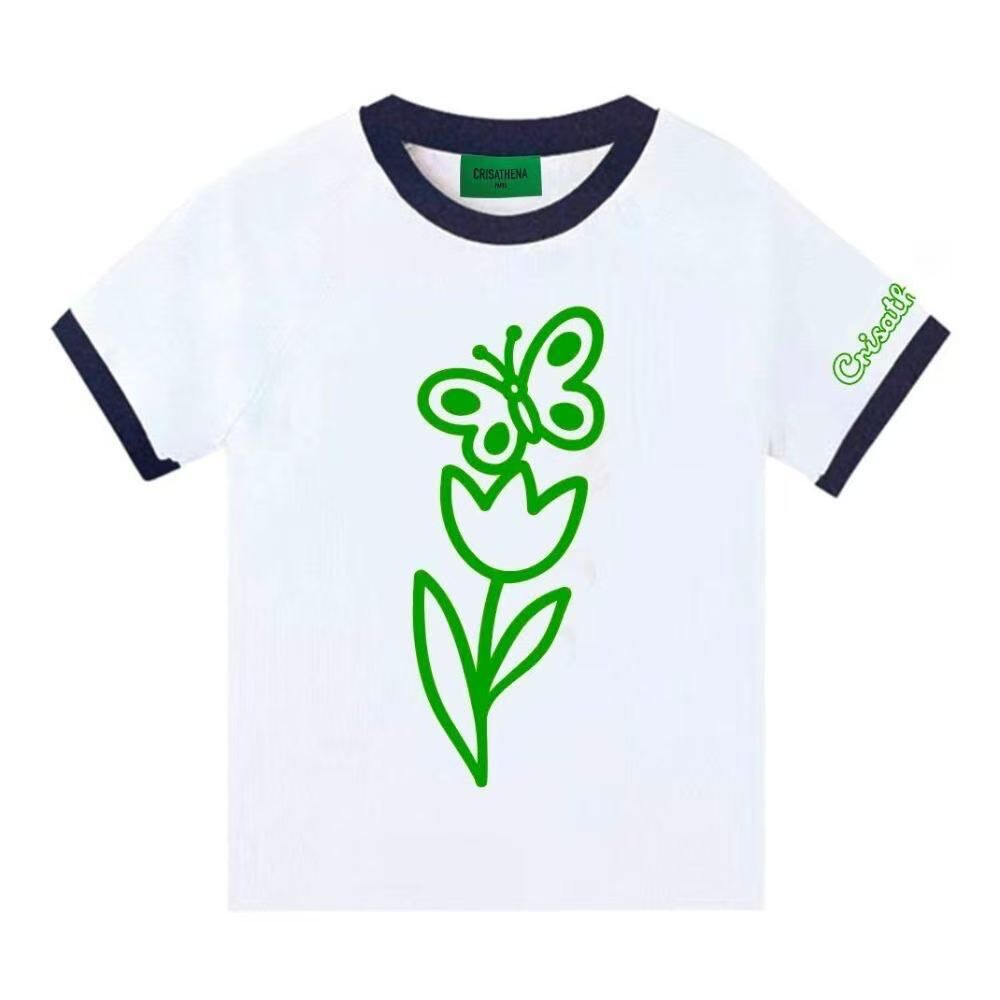 Crisathena CT-CH2686-WHT_NVY Crisathena T-Shirt in White,Navy -M