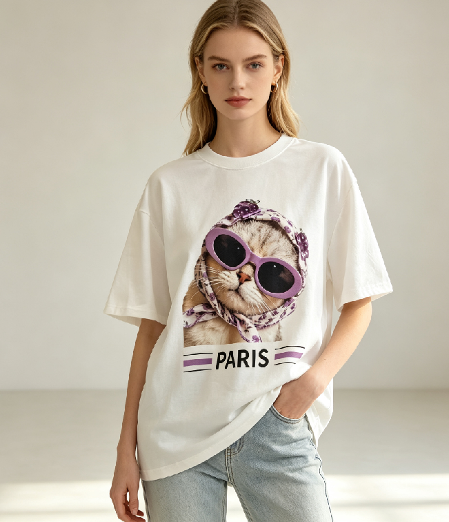 WC46 法國Lune de Moon Bandana Kitty Graphic Tee(49)