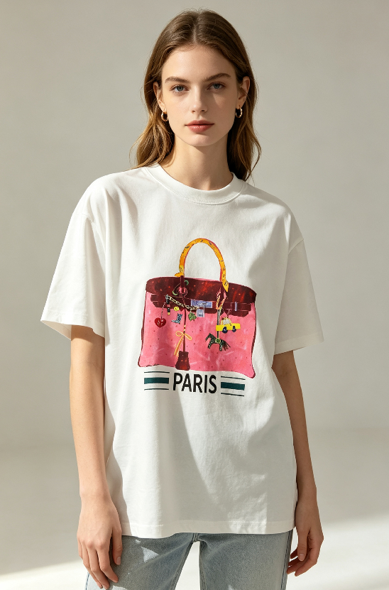 WC47 法國Lune de Moon Charm Handbag Graphic Tee(50)