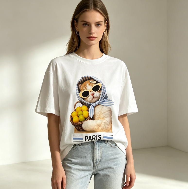 WC50 法國Lune de Moon Bandana Lemon Kitty Graphic Tee(53)