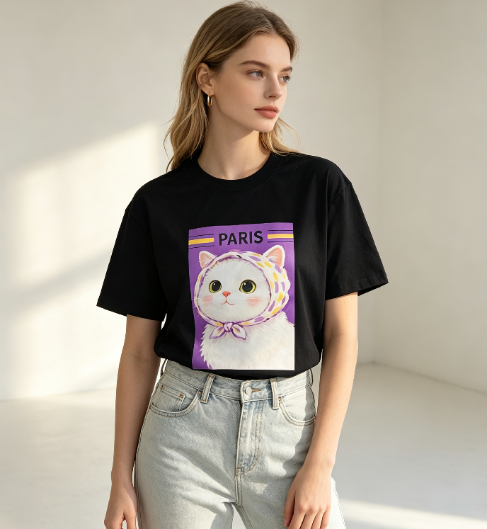 WC61 法國Lune de Moon Lilac Bandana White Cat Tee(67)