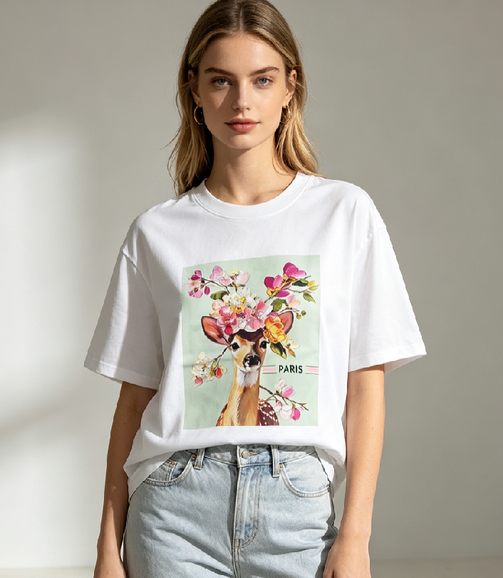 WC66 法國Lune de Moon Flower Crown Deer Tee (141)
