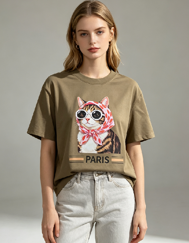 WC73 法國Lune de Moon Pink Bandana Sunglasses Cat Tee(148)