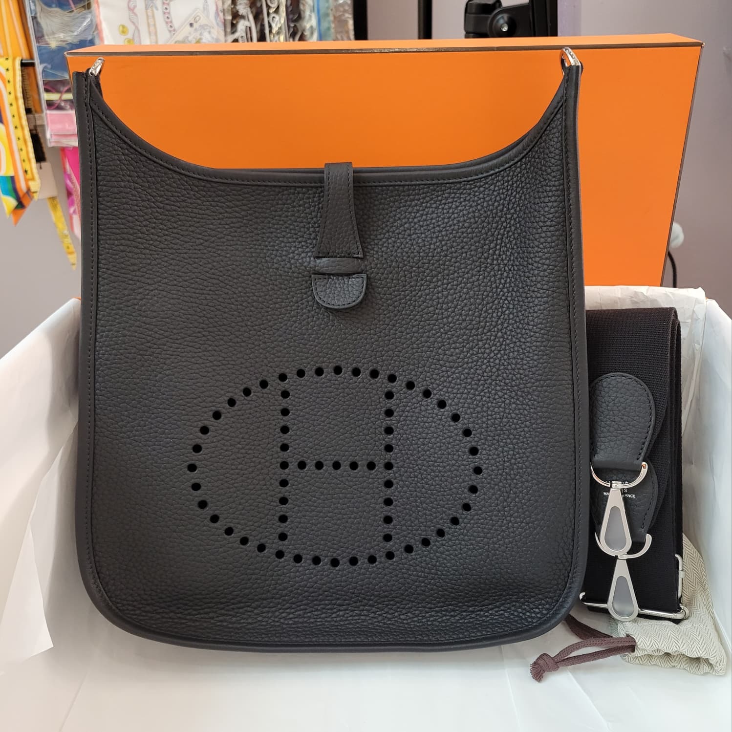 HERMES Evelyne 29 NOIR CK 黑銀