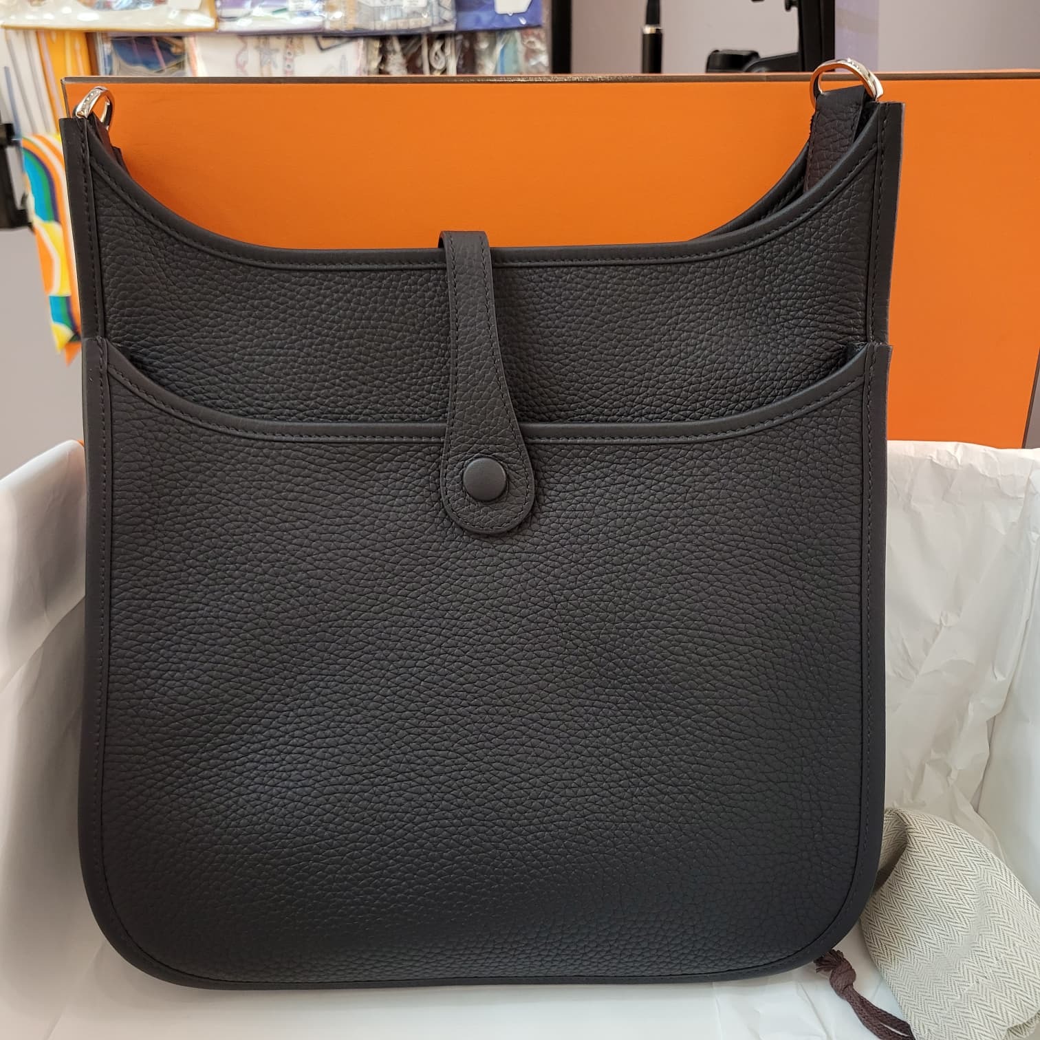 HERMES Evelyne 29 NOIR CK 黑銀