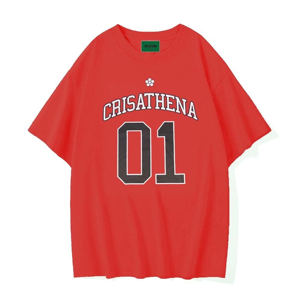 Crisathena CT-CH2619-RED_WHT Flower 01 T-Shirt in Red,White -M