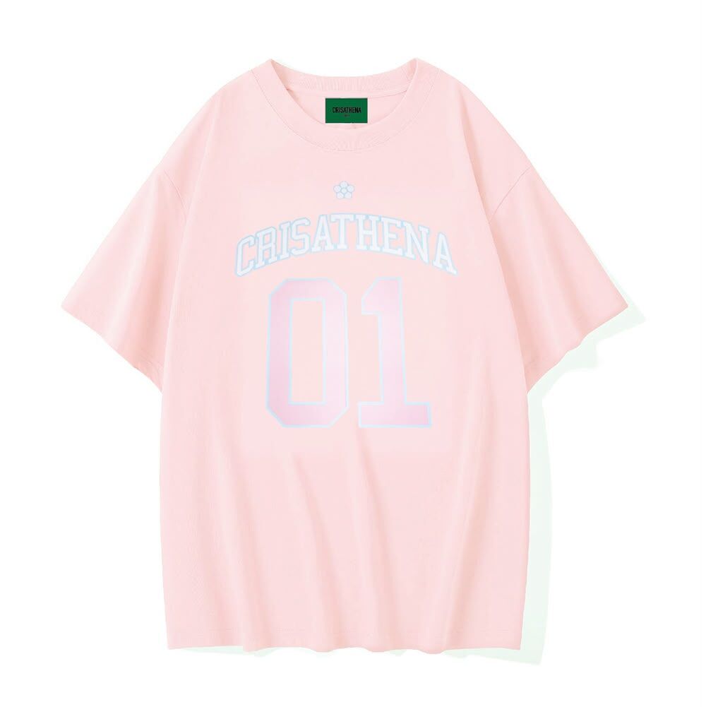 Crisathena CT-CH2619-PNK_WHT Flower 01 T-Shirt in Pink,White -M