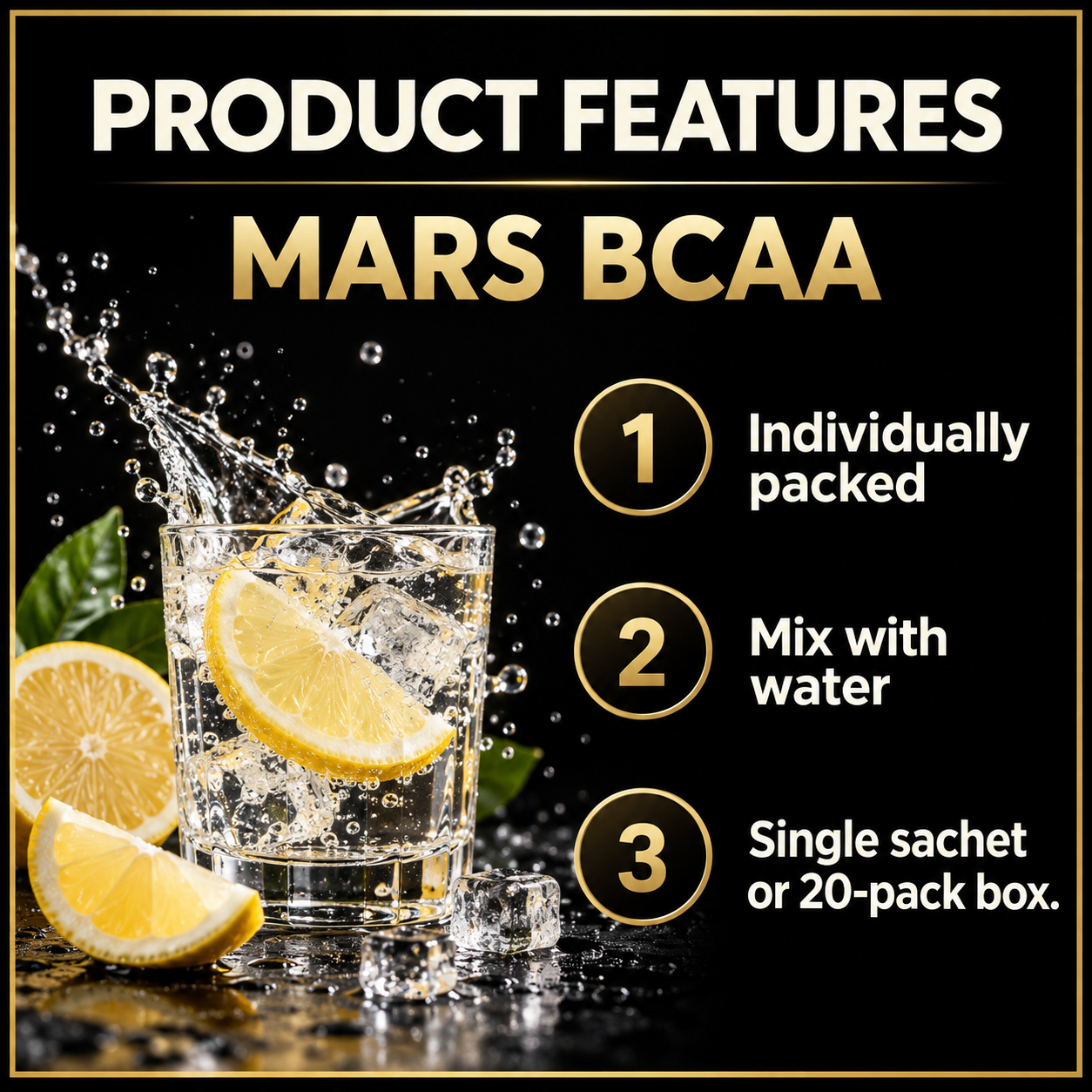 MARS BCAA — Single Sachets & 20-Pack Boxes Features EN