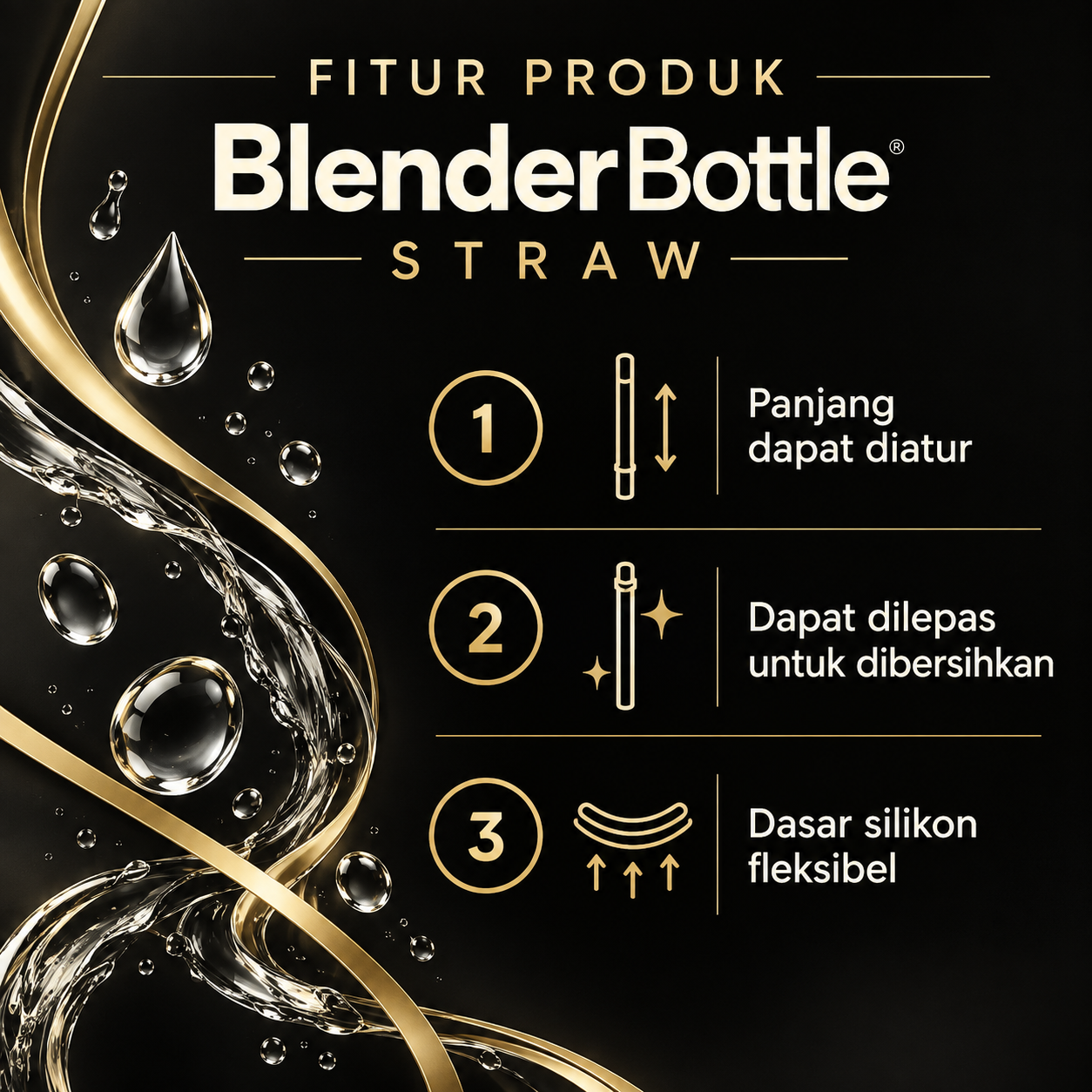 Sedotan Fleksibel BlenderBottle yang Dapat Diatur Features ID