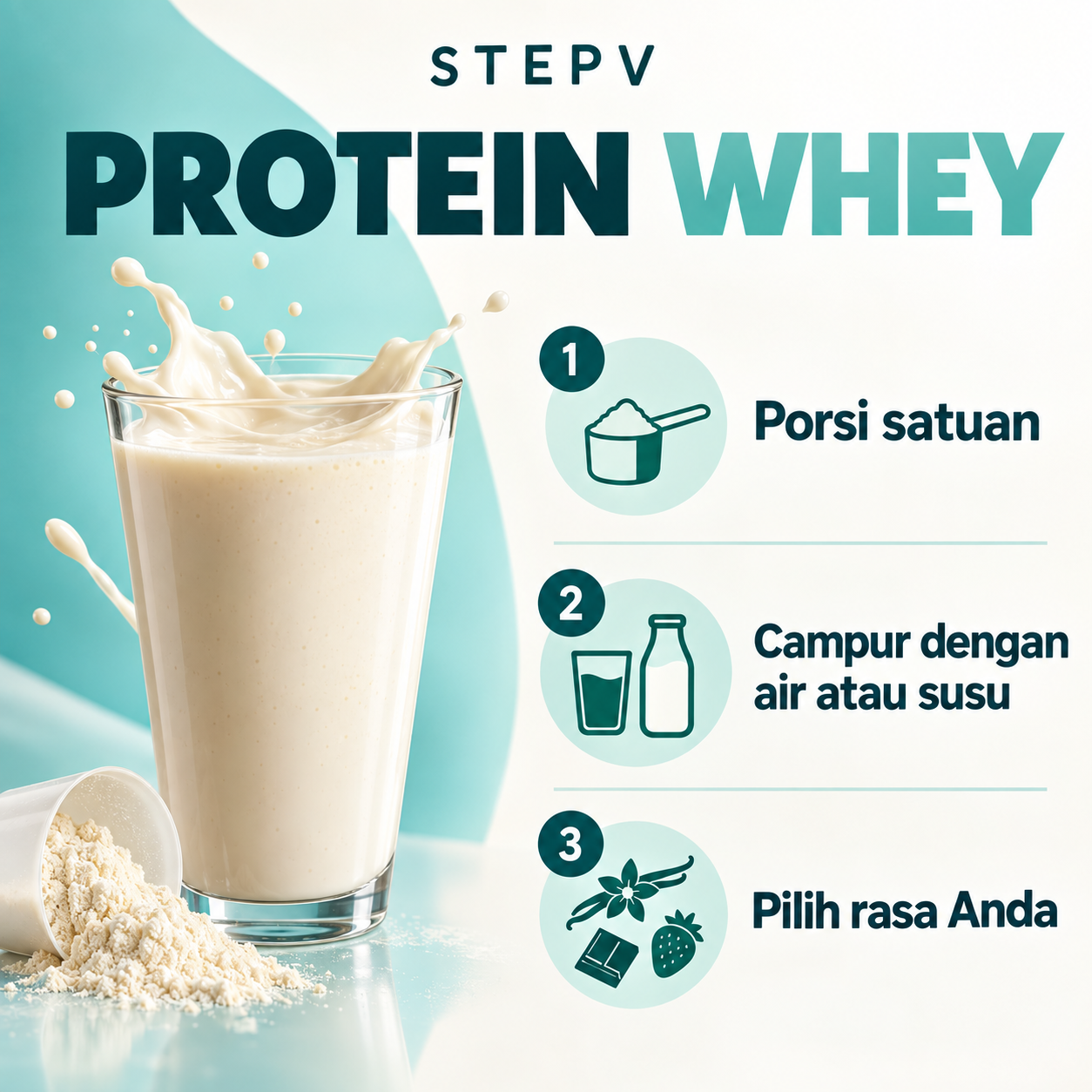 STEPV Protein Whey Sachet Satuan Features ID
