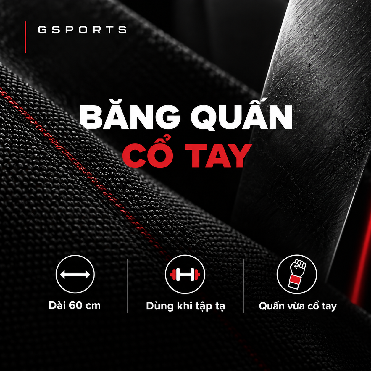GSPORTS Băng Quấn Cổ Tay 60 cm Features VI