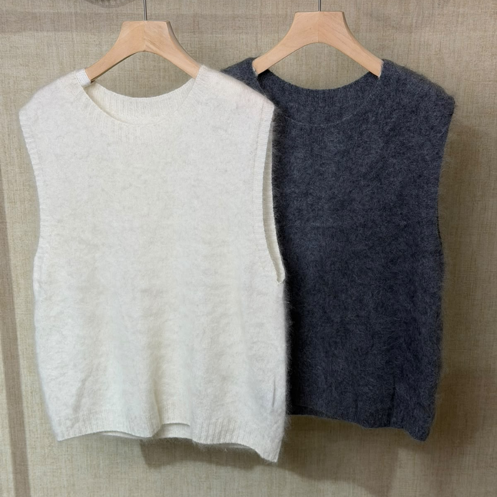 TOP-CCG0920-015 綿羊毛背心 (A15白色/B15深花灰) [H0902-508627]