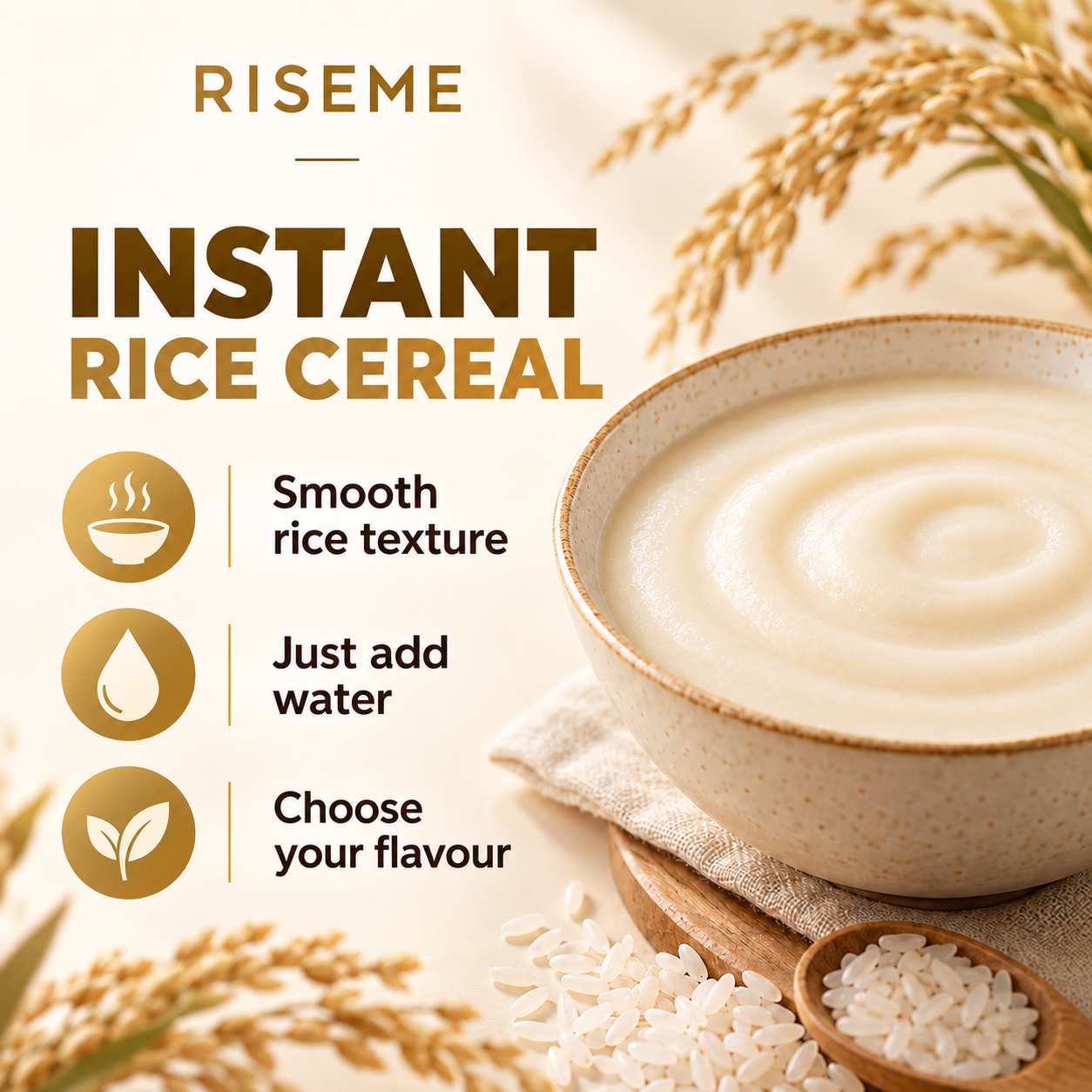 RISEME Instant Rice Cereal Features EN