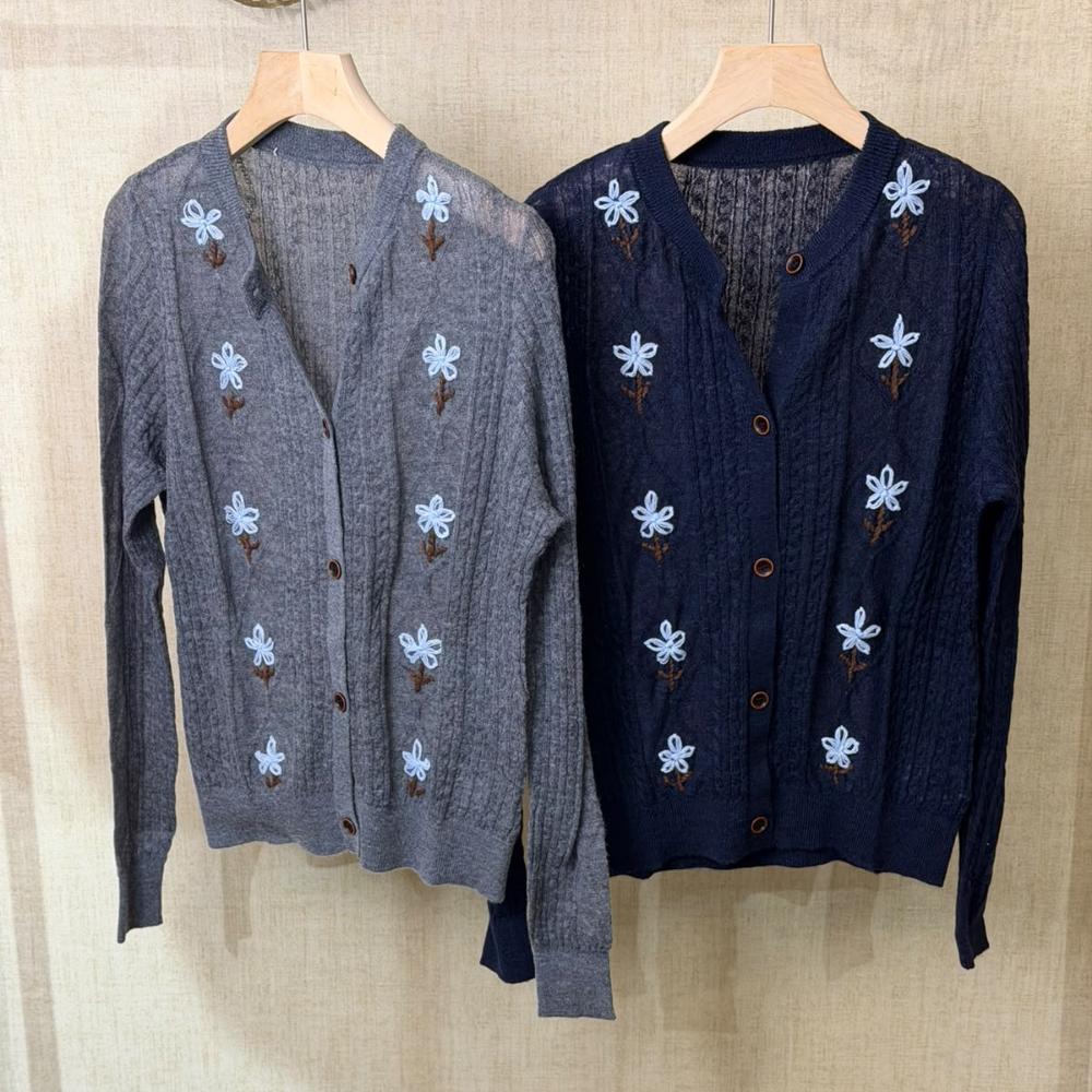 JAC-CCG0920-022 刺繡針織外套 (A22中灰色/B22丈青色) [P0902-HPP780]