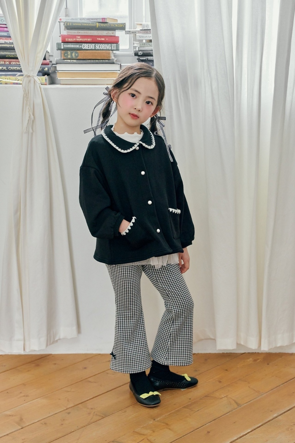 正韓秋bbb 兩色格子喇叭褲