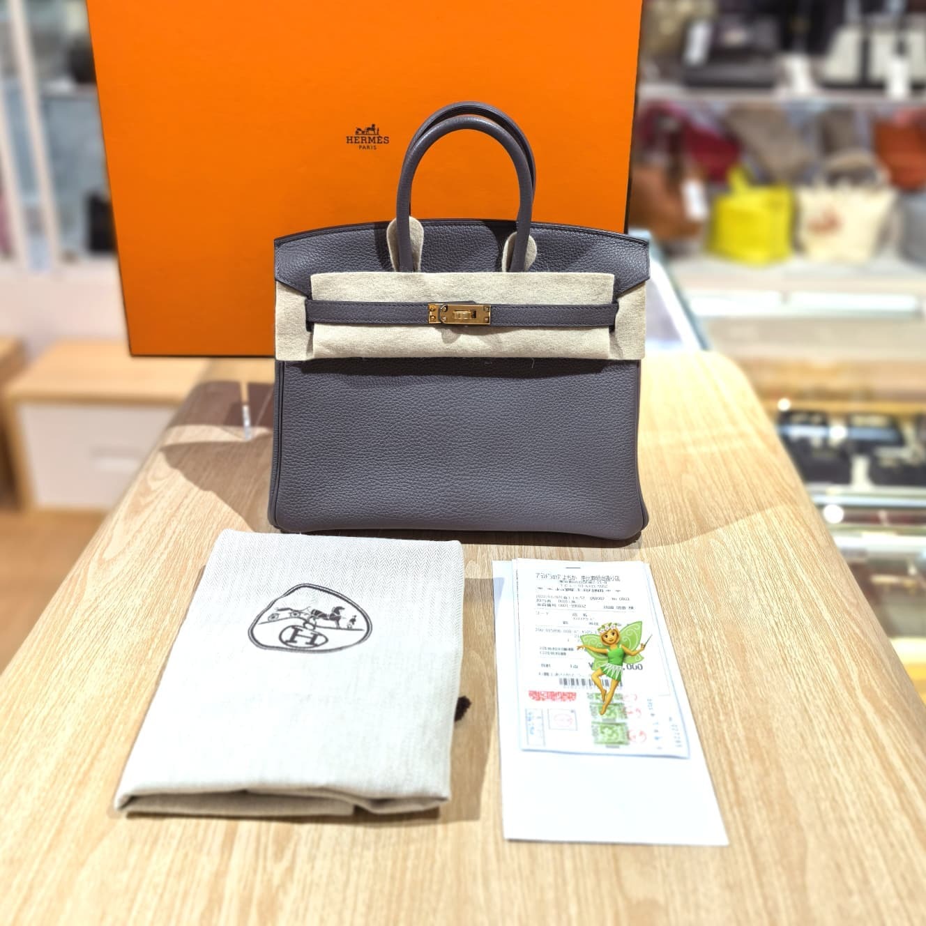 全新HERMES BIRKIN 25,  8F錫器灰, TOGO 皮/金扣, ETAIN GWH, #B25, #BRAND NEW #香榭站正品