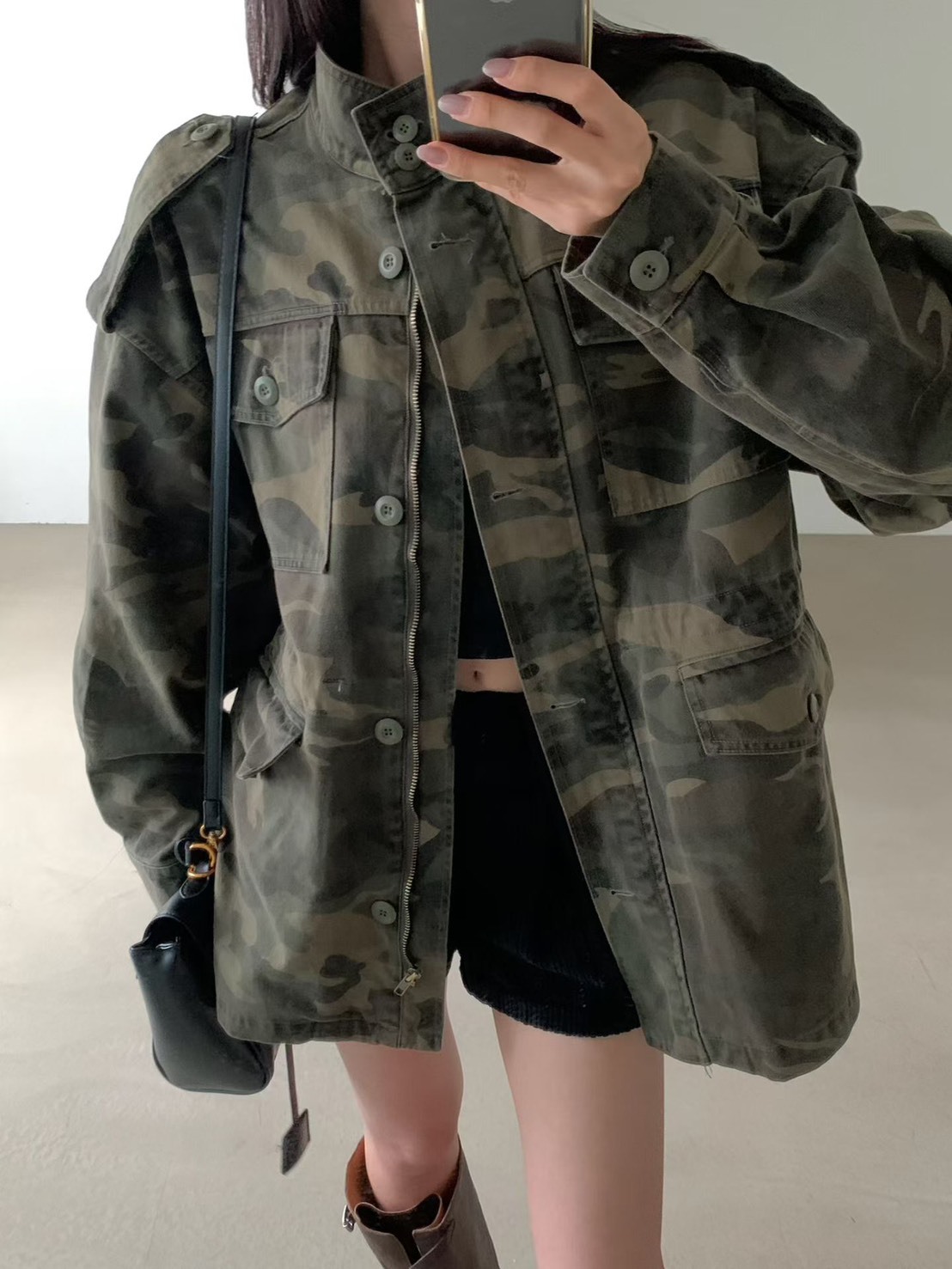 肩章釦子縮腰夾克