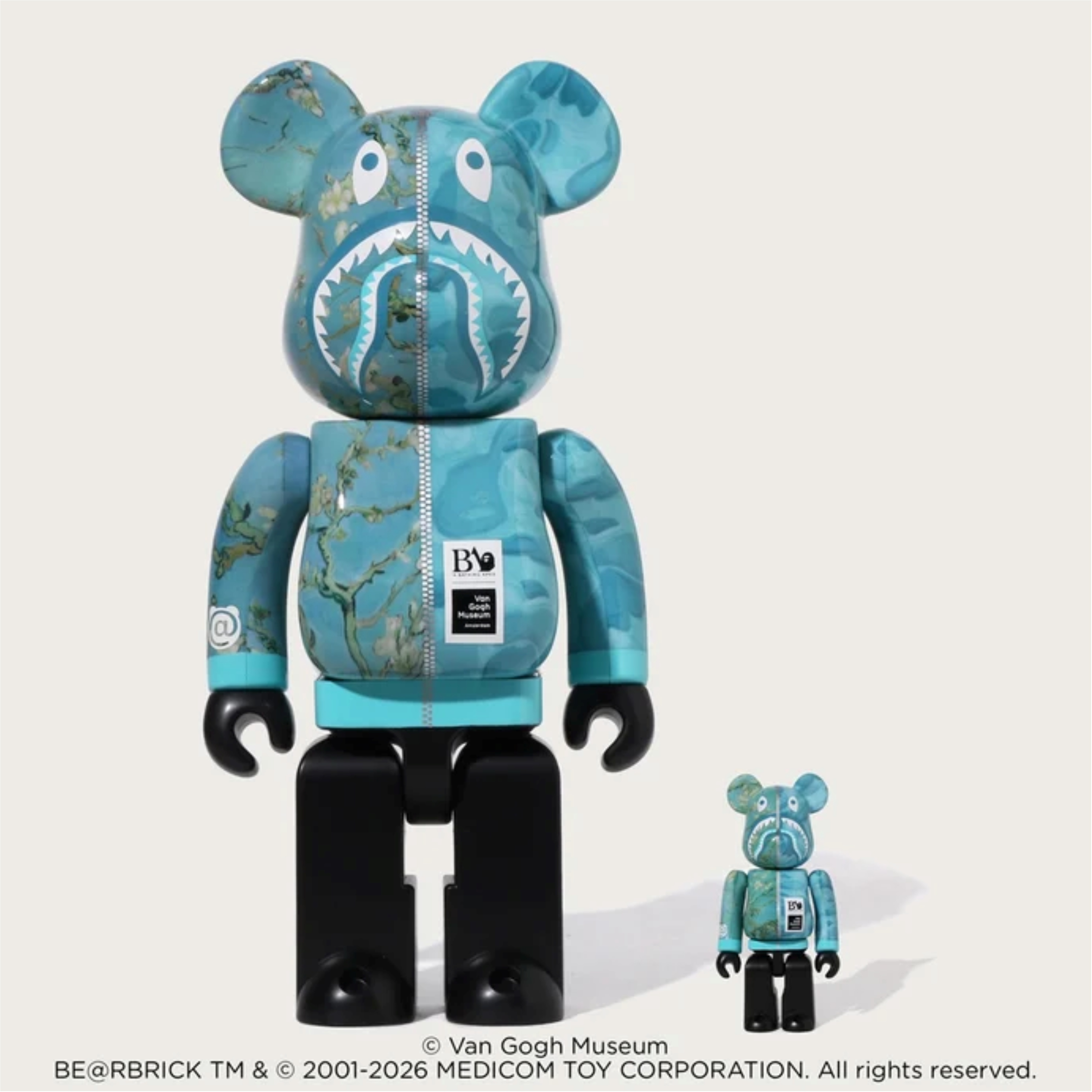 2026AW A BATHING APE BAPE X VGM ALMOND BLOSSOM SHARK BE@RBRICK 梵谷 博物館 藝術家 聯名 鯊魚 庫柏力克 公仔 400% + 100% 現貨